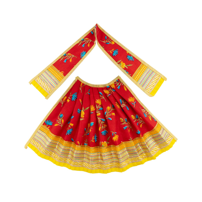 Devi Dress - 9 x 15 Inches | Mata Dress/ Silk Printed Mata Rani Poshak for Deity/ Assorted Colour - Devi Dress