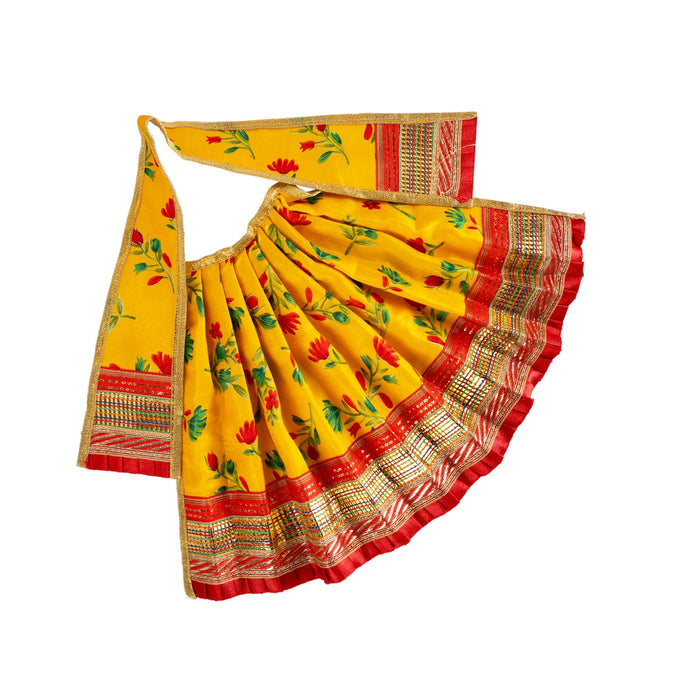 Devi Dress - 9 x 15 Inches | Mata Dress/ Silk Printed Mata Rani Poshak for Deity/ Assorted Colours & Design - Devi Dress