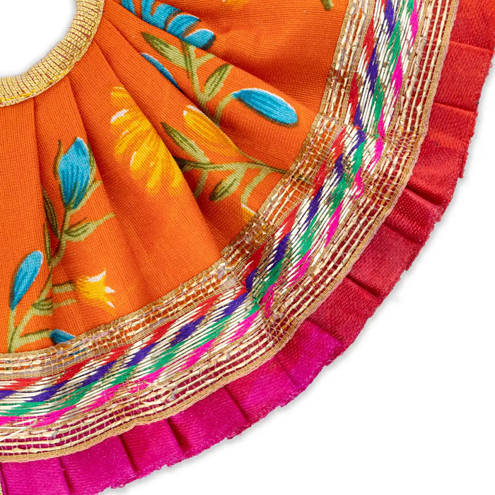 Devi Dress - 3 x 6 Inches | Amman Pavadai/ Silk Printed Mata Rani Poshak for Deity/ Assorted Colour - Devi Dress