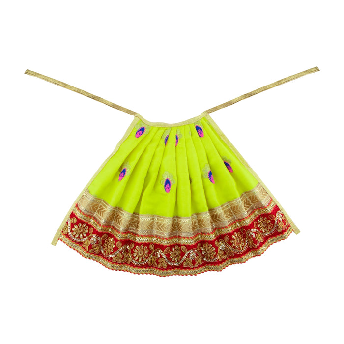 Devi Dress - 9 x 13 Inches | Gold Colour Embroidery Border Mata Rani Poshak/ Mata Dress for Deity - Devi Dress