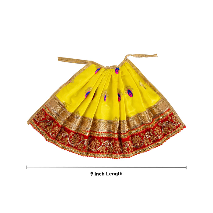 Devi Dress - 9 x 13 Inches | Gold Colour Embroidery Border Mata Rani Poshak/ Mata Dress for Deity - Devi Dress
