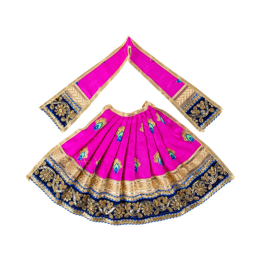 Devi Dress - 9 x 13 Inches | Gold Colour Embroidery Border Mata Rani Poshak/ Mata Dress for Deity - Devi Dress