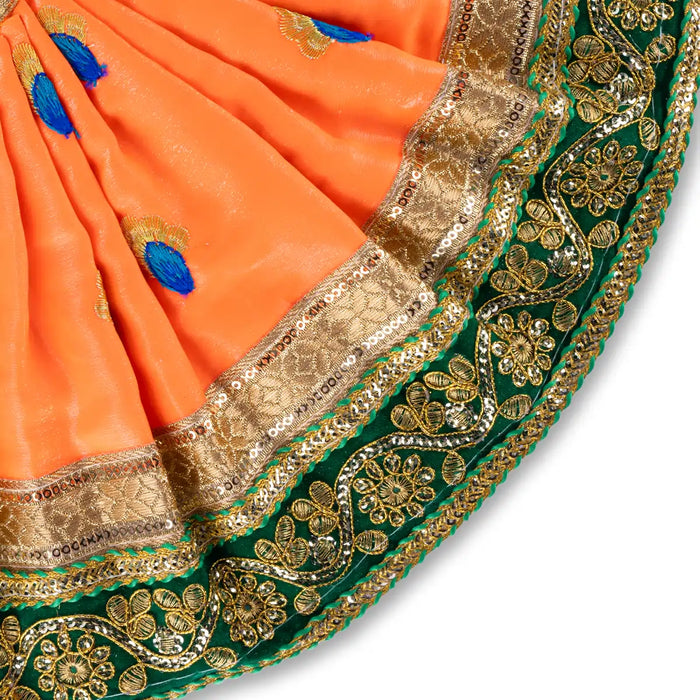 Devi Dress - 9 x 13 Inches | Gold Colour Embroidery Border Mata Rani Poshak/ Mata Dress for Deity - Devi Dress