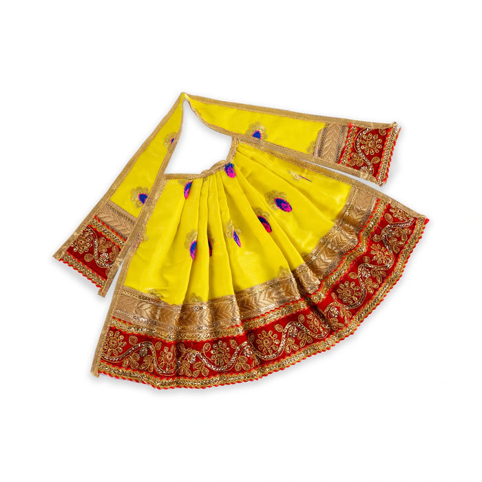 Devi Dress - 12 x 24 Inches | Mata Rani Poshak/ Gold Colour Embroidery Border Mata Dress for Deity - Devi Dress