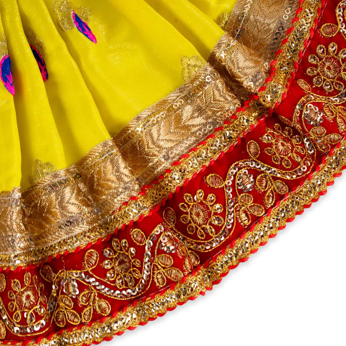 Devi Dress - 12 x 24 Inches | Mata Rani Poshak/ Gold Colour Embroidery Border Mata Dress for Deity - Devi Dress