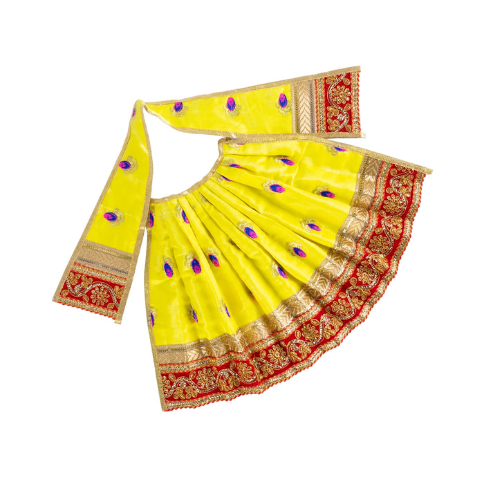 Devi Dress - 10 x 18 Inches | Gold Colour Embroidery Border Mata Rani Poshak/ Mata Dress for Deity - Devi Dress