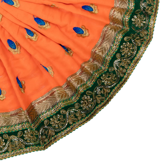 Devi Dress - 10 x 18 Inches | Gold Colour Embroidery Border Mata Rani Poshak/ Mata Dress for Deity - Devi Dress