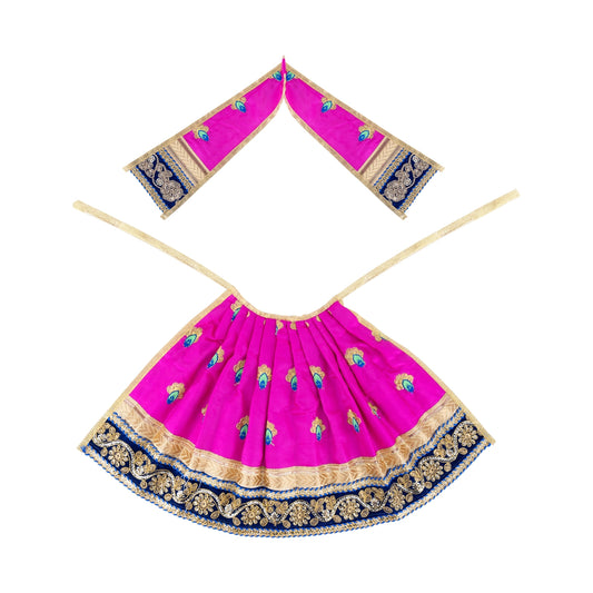 Devi Dress - 10 x 18 Inches | Gold Colour Embroidery Border Mata Rani Poshak/ Mata Dress for Deity - Devi Dress
