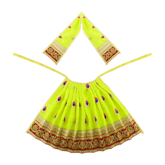 Devi Dress - 10 x 18 Inches | Gold Colour Embroidery Border Mata Rani Poshak/ Mata Dress for Deity - Devi Dress