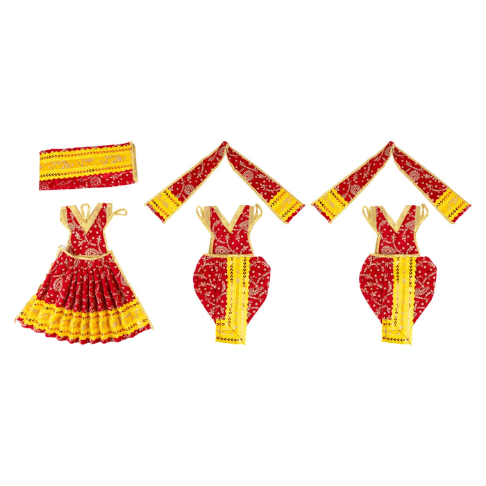 Ram Darbar Dress Set - 7 Inches | 3 Pcs/ Velvet & Embroidery Design Ram Sita Laxman Vastra for Deity Decor - Bhagwan Vastra