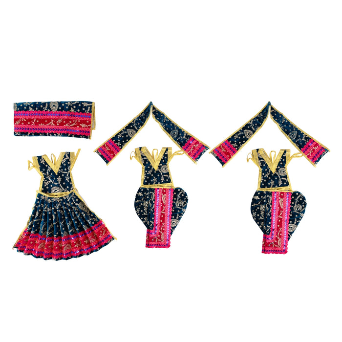 Ram Darbar Dress Set - 7 Inches | 3 Pcs/ Velvet & Embroidery Design Ram Sita Laxman Vastra for Deity Decor - Bhagwan Vastra