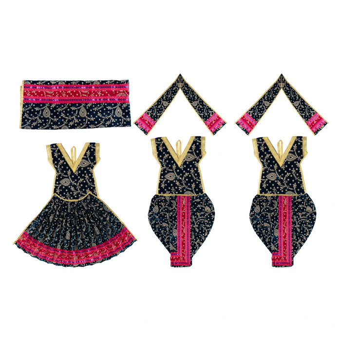 Ram Darbar Dress Set - 9 Inches | 3 Pcs/ Velvet & Embroidery Design Ram Sita Laxman Vastra for Deity Decor - Bhagwan Vastra