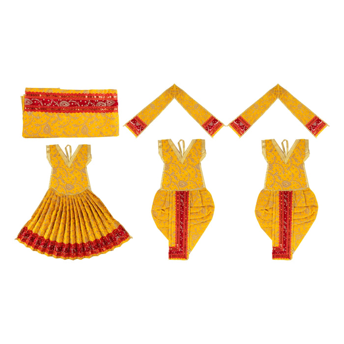 Ram Darbar Dress Set - 9 Inches | 3 Pcs/ Velvet & Embroidery Design Ram Sita Laxman Vastra for Deity Decor - Bhagwan Vastra