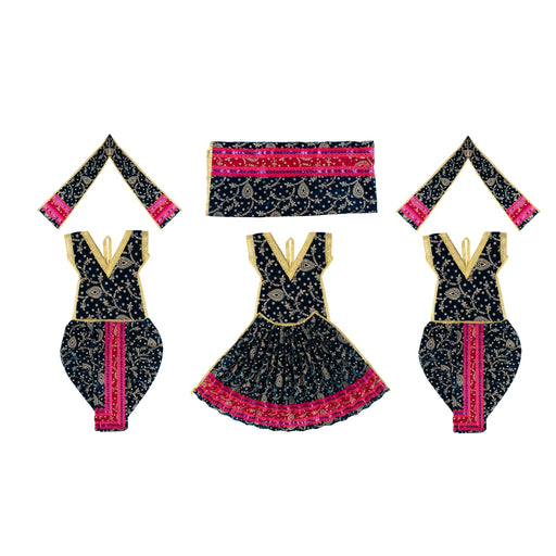 Ram Darbar Dress Set - 12 Inches | 3 Pcs/ Velvet & Embroidery Design Ram Sita Laxman Vastra for Deity Decor - Bhagwan Vastra