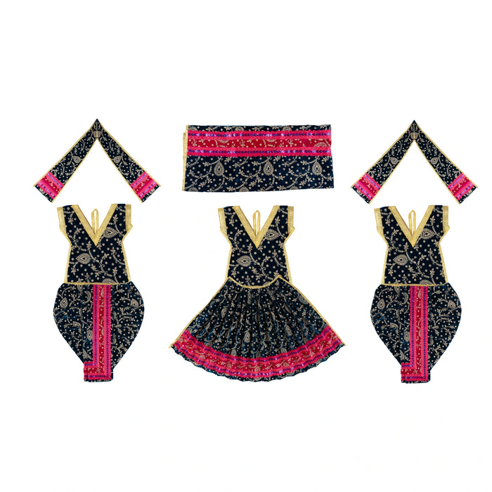 Ram Darbar Dress Set - 12 Inches | 3 Pcs/ Velvet & Embroidery Design Ram Sita Laxman Vastra for Deity Decor - Bhagwan Vastra