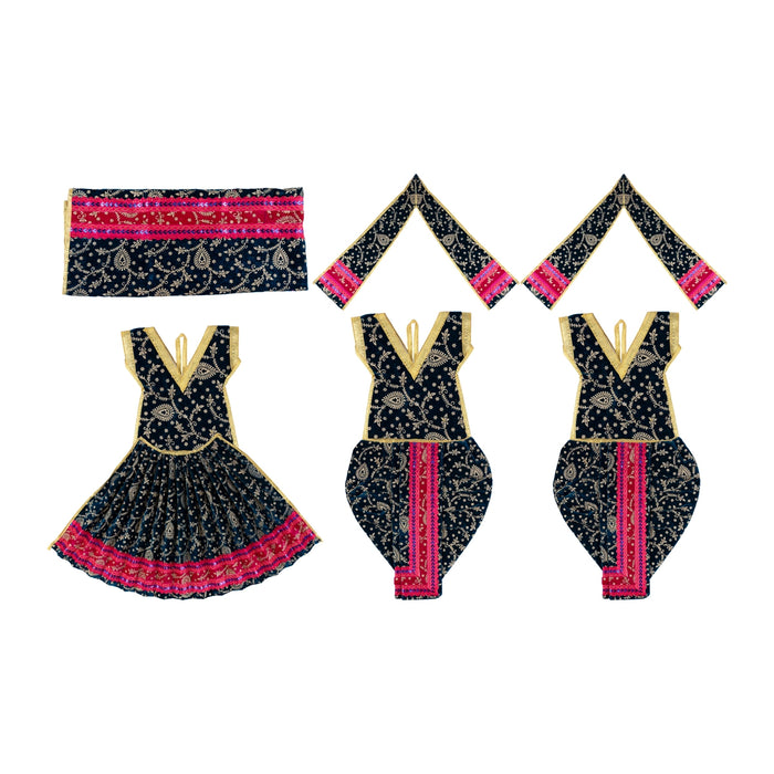 Ram Darbar Dress Set - 15 Inches | 3 Pcs/ Velvet & Embroidery Design Ram Sita Laxman Vastra for Deity Decor - Bhagwan Vastra