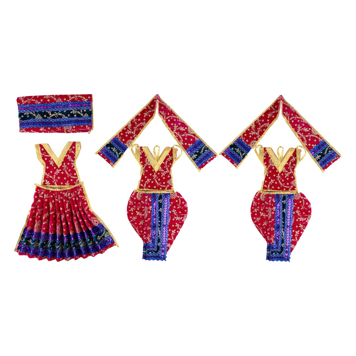 Ram Darbar Dress Set - 15 Inches | 3 Pcs/ Velvet & Embroidery Design Ram Sita Laxman Vastra for Deity Decor - Bhagwan Vastra