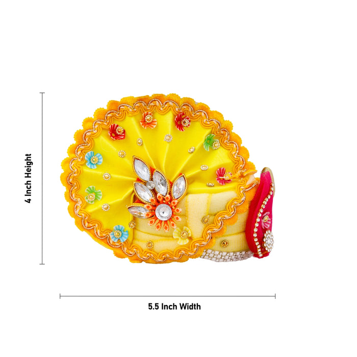 Crown - 4 x 5.5 Inches | Velcro Type Kireedam/ Turban/ Stone Design Mukut for Deity Decor - Head & Face Accessories