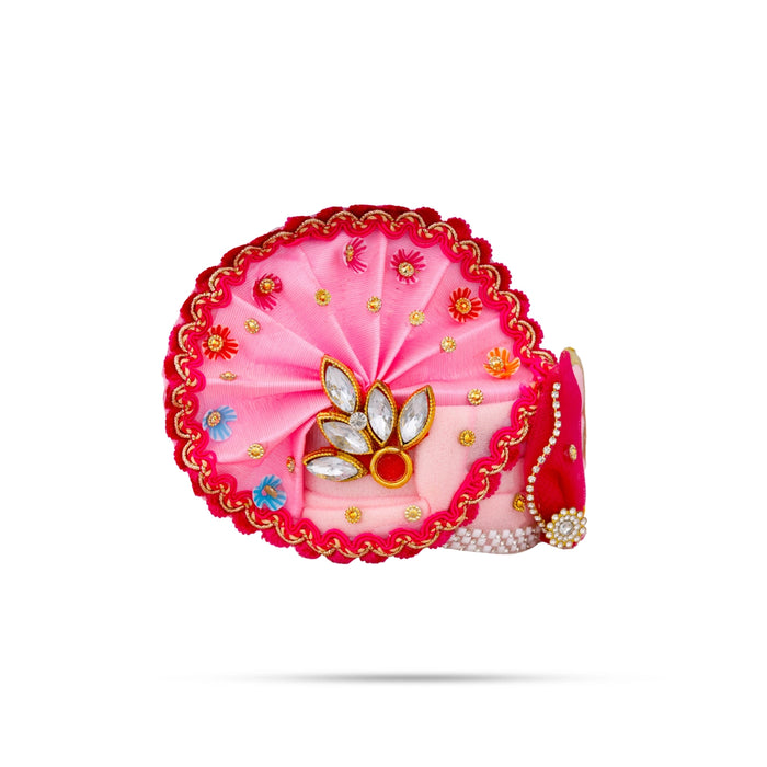 Crown - 4 x 5.5 Inches | Velcro Type Kireedam/ Turban/ Stone Design Mukut for Deity Decor - Head & Face Accessories