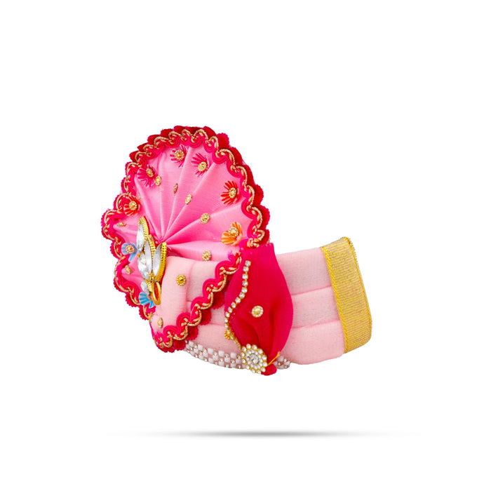 Crown - 4 x 5.5 Inches | Velcro Type Kireedam/ Turban/ Stone Design Mukut for Deity Decor - Head & Face Accessories