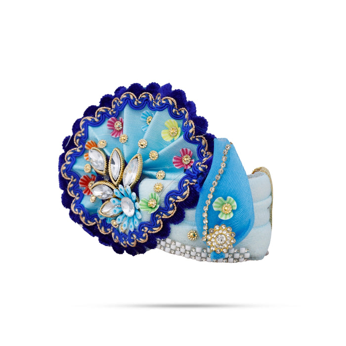 Crown - 4 x 5.5 Inches | Velcro Type Kireedam/ Turban/ Stone Design Mukut for Deity Decor - Head & Face Accessories