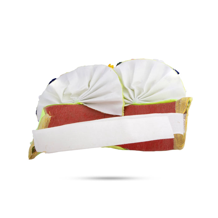 Turban - 7 x 9 Inches | Flower With Stone Design Crown/ Open Type Kireedam/ Velcro Kiridam for Deity - Head & Face Accessories