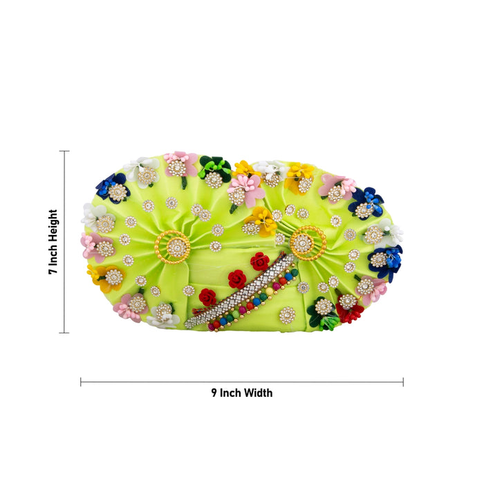 Turban - 7 x 9 Inches | Flower With Stone Design Crown/ Open Type Kireedam/ Velcro Kiridam for Deity - Head & Face Accessories