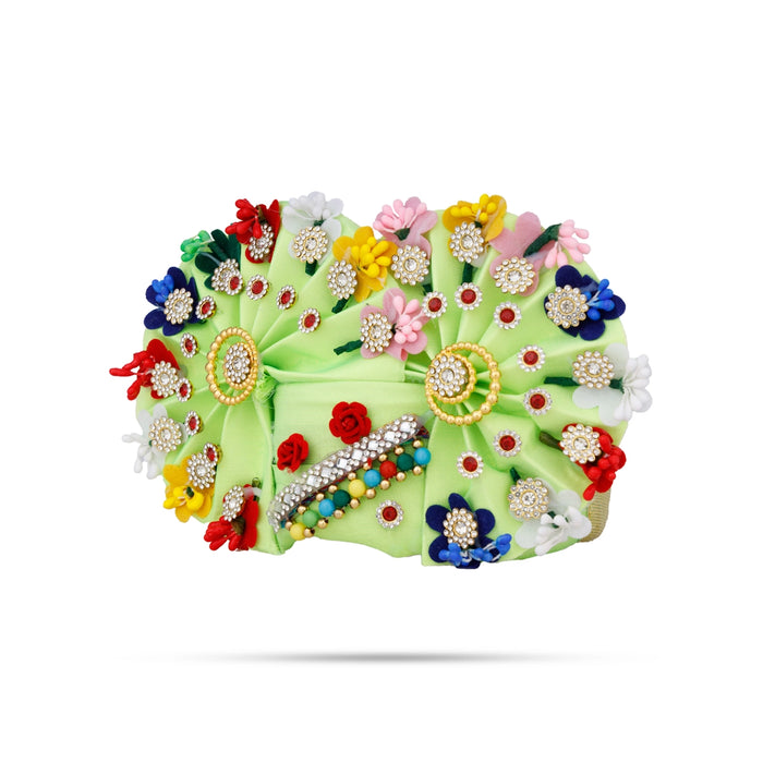 Crown - 5 x 8.5 Inches | Velcro Type Kireedam/ Turban/ Stone Design Mukut for Deity Decor - Head & Face Accessories