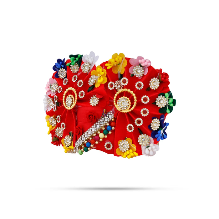 Crown - 5 x 8.5 Inches | Velcro Type Kireedam/ Turban/ Stone Design Mukut for Deity Decor - Head & Face Accessories