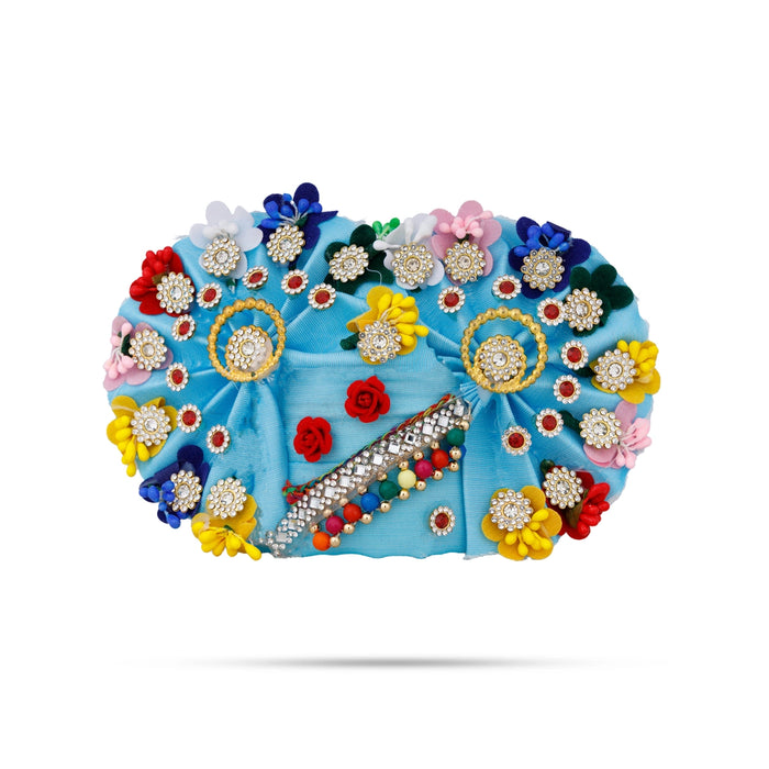 Crown - 5 x 8.5 Inches | Velcro Type Kireedam/ Turban/ Stone Design Mukut for Deity Decor - Head & Face Accessories