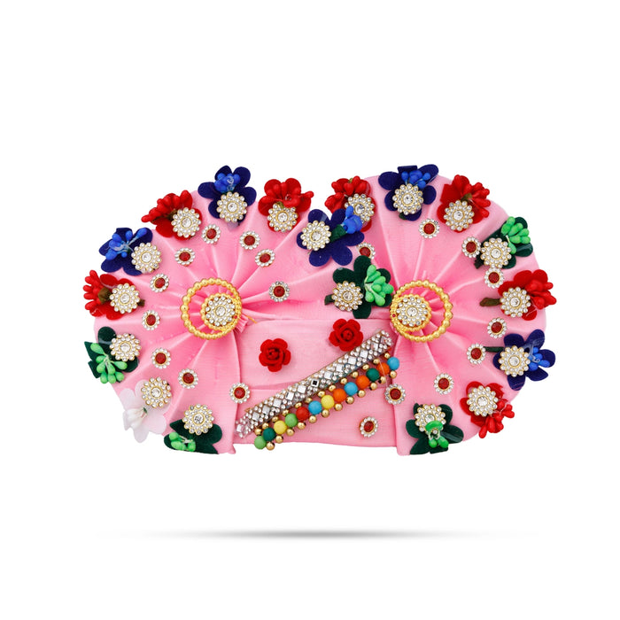 Crown - 5 x 8.5 Inches | Velcro Type Kireedam/ Turban/ Stone Design Mukut for Deity Decor - Head & Face Accessories