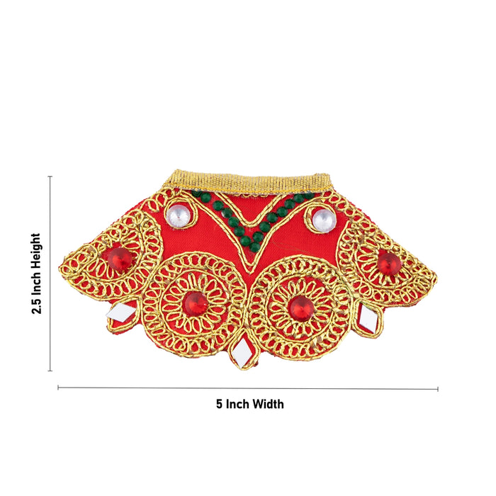 Devi Dress - 2.5 x 5 Inches | Amman Pavadai/ Embroidery And Stone Design Mata Rani Poshak for Deity - Devi Dress