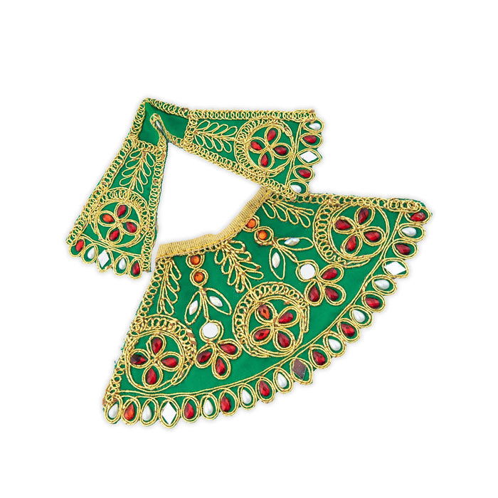 Devi Dress - 3.5 x 7 Inches | Embroidery And Stone Design Mata Rani Poshak/ Mata Dress/ Amman Pavadai for Deity - Devi Dress