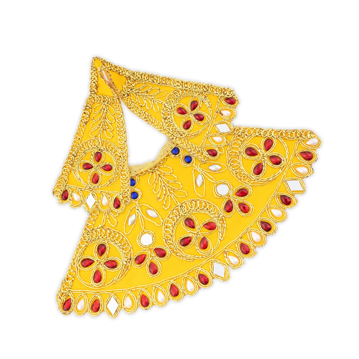 Devi Dress - 3.5 x 7 Inches | Embroidery And Stone Design Mata Rani Poshak/ Mata Dress/ Amman Pavadai for Deity - Devi Dress