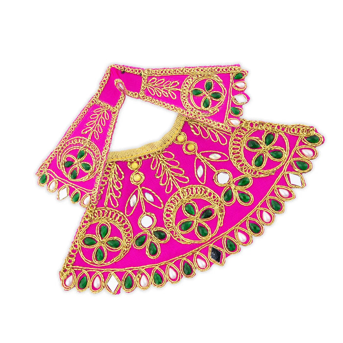 Devi Dress - 3.5 x 7 Inches | Embroidery And Stone Design Mata Rani Poshak/ Mata Dress/ Amman Pavadai for Deity - Devi Dress