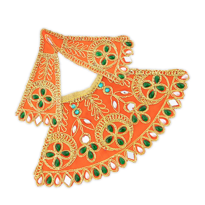 Devi Dress - 3.5 x 7 Inches | Embroidery And Stone Design Mata Rani Poshak/ Mata Dress/ Amman Pavadai for Deity - Devi Dress