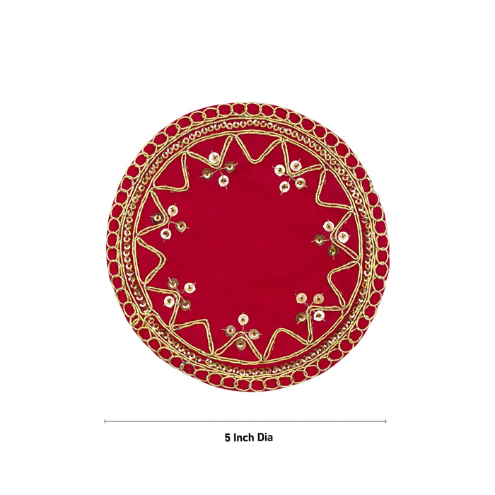Pooja Thali Cover - 5 Inches | Embroidery Design Puja Thali Cover/ Thali Cover for Pooja - Pooja Thali Accessories