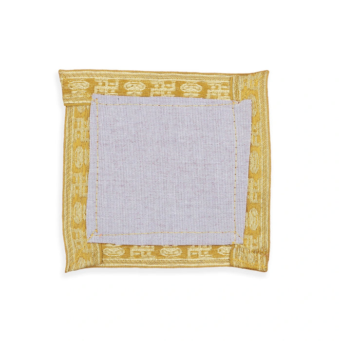 Pooja Aasan - 5 x 5 Inches | Velvet With Embossed Jari Design Pooja Mat/ Pooja Aasan Mat for Deity - Pooja Aasan