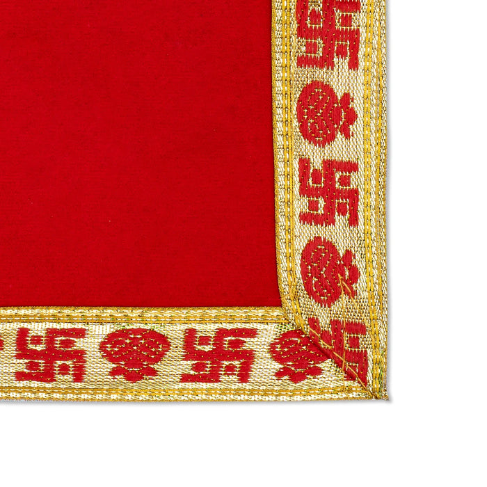 Pooja Aasan - 7 x 7 Inches | Velvet With Embossed Jari Design Pooja Mat/ Pooja Aasan Mat for Deity