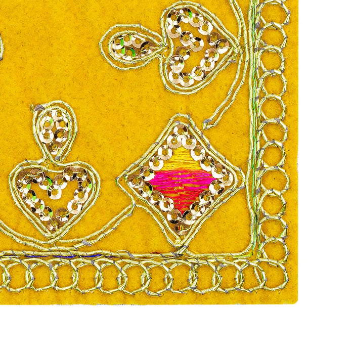 Pooja Aasan - 4 x 4 Inches | Velvet With Embroidery Design Pooja Mat/ Pooja Aasan Mat for Deity