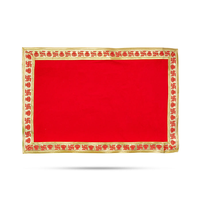 Pooja Aasan - 12 x 18 Inches | Velvet With Embossed Jari Design Pooja Mat/ Pooja Aasan Mat for Deity - Pooja Aasan & Bajot & Pooja Mat