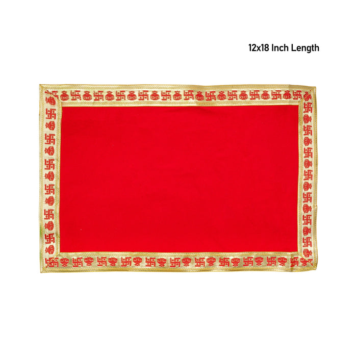 Pooja Aasan - 12 x 18 Inches | Velvet With Embossed Jari Design Pooja Mat/ Pooja Aasan Mat for Deity - Pooja Aasan & Bajot & Pooja Mat