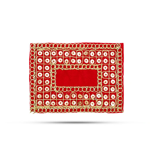 Pooja Aasan - 3 x 4 Inches | Velvet With Embroidery Design Pooja Mat/ Pooja Aasan Mat for Deity - Pooja Aasan & Bajot & Pooja Mat