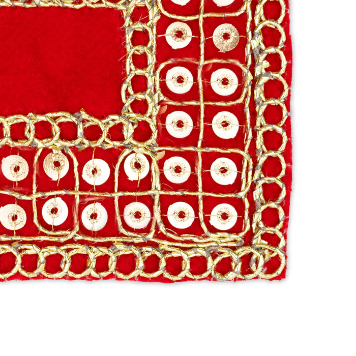 Pooja Aasan - 3 x 4 Inches | Velvet With Embroidery Design Pooja Mat/ Pooja Aasan Mat for Deity - Pooja Aasan & Bajot & Pooja Mat