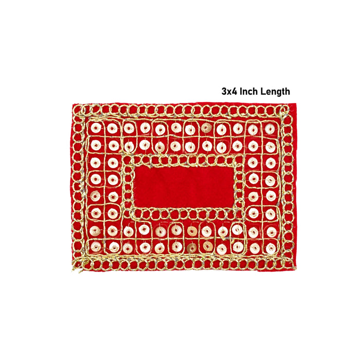 Pooja Aasan - 3 x 4 Inches | Velvet With Embroidery Design Pooja Mat/ Pooja Aasan Mat for Deity - Pooja Aasan & Bajot & Pooja Mat
