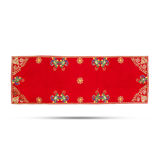 Pooja Aasan - 12 x 36 Inches | Velvet With Embroidery Design Pooja Mat/ Pooja Aasan Mat for Deity - Pooja Aasan & Bajot & Pooja Mat