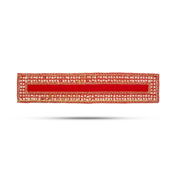 Pooja Aasan - 3 x 16 Inches | Velvet With Embroidery Design Pooja Mat/ Pooja Aasan Mat for Deity - Pooja Aasan & Bajot & Pooja Mat