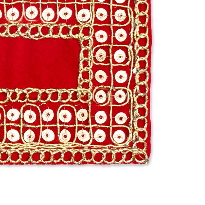 Pooja Aasan - 3 x 16 Inches | Velvet With Embroidery Design Pooja Mat/ Pooja Aasan Mat for Deity - Pooja Aasan & Bajot & Pooja Mat