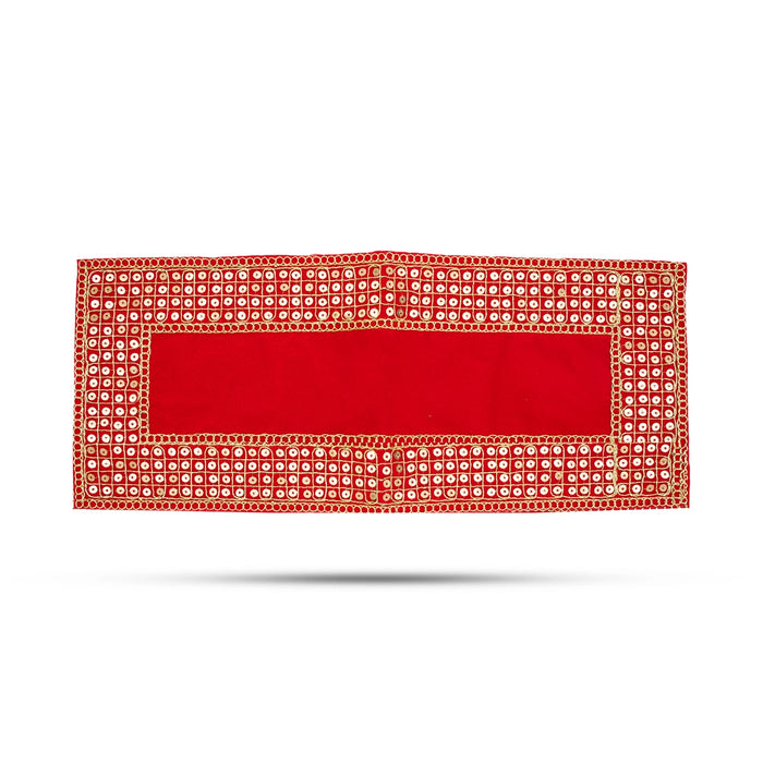 Pooja Aasan - 6 x 15 Inches | Velvet With Embroidery Design Pooja Mat/ Pooja Aasan Mat for Deity - Pooja Aasan & Bajot & Pooja Mat
