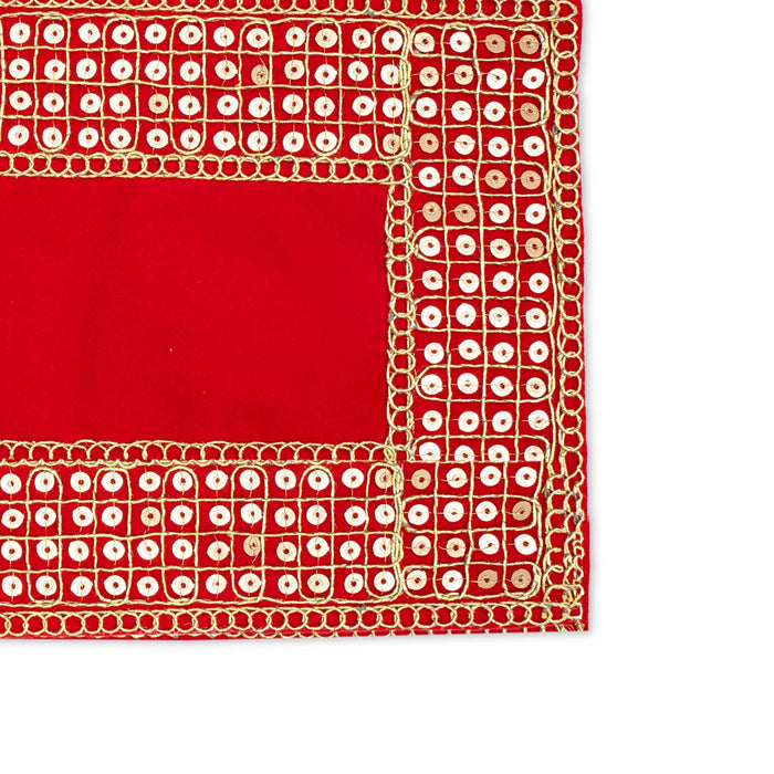 Pooja Aasan - 6 x 15 Inches | Velvet With Embroidery Design Pooja Mat/ Pooja Aasan Mat for Deity - Pooja Aasan & Bajot & Pooja Mat